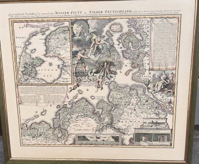 Auktion 360<br>Landkarte der grossen Flut 25.Dez. 1717 in Norddeutchland, Nachdruck, ger., RG 62x70 cm [1]