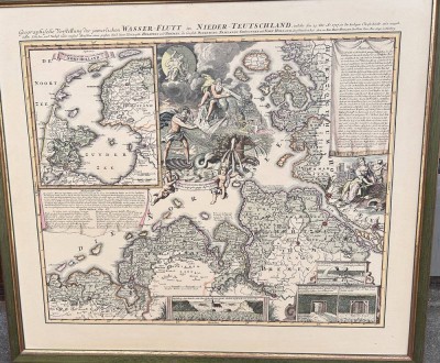 Auktion 360<br>Landkarte der grossen Flut 25.Dez. 1717 in Norddeutchland, Nachdruck, ger., RG 62x70 cm [1]