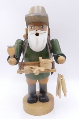 Auktion 360<br>gr. Erzgebirge Räuchermännchen, reisender Händler, H-28 cm [1]