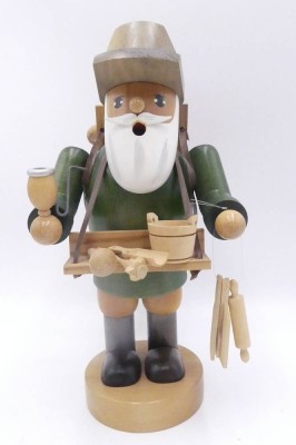 Auktion 360<br>gr. Erzgebirge Räuchermännchen, reisender Händler, H-28 cm [1]