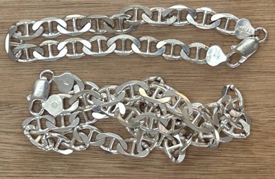 Auktion 360<br>Silber-Halskette ( (L-44 cm) und passendes Armband (L-20 cm) Silber-925-, zus.ca. 50 gr. [1]