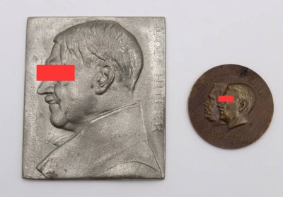 Auktion 360<br>Plakette und Medaille, A.Hitler, 3. Reich, 7x 6cm [1]