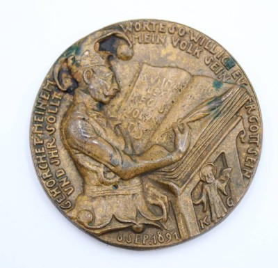 Auktion 360<br>GÖTZ, Karl Xaver (1875-1950), satirische Medaille, wohl Bronze, älter, D-5,8cm [1]