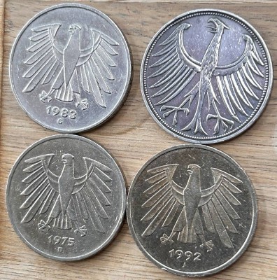 Auktion 360<br>4x 5 DM Kursmünzen [1]
