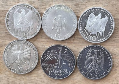 Auktion 360<br>6x 10 DM Sondermünzen BRD [1]