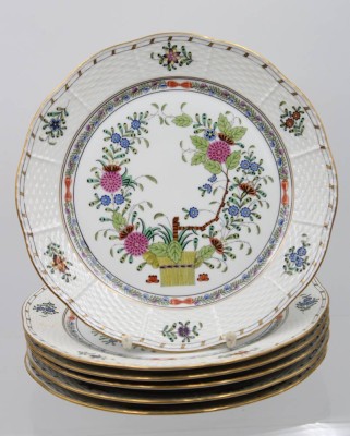 Auktion 360<br>6x flache Speiseteller, Herend, Indian Basket, sehr gute Erhaltung, je D-25,3cm [1]