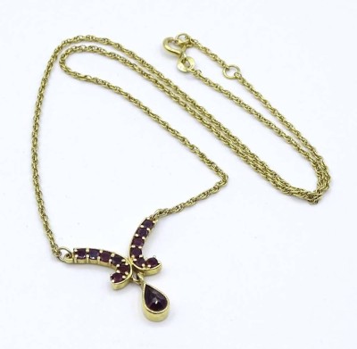 Auktion 360<br>Granat Collier, 925er Silber-vergoldet,L- 42cm, 4,6gr. [1]