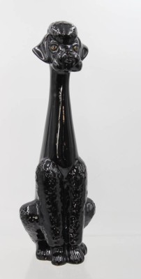 Auktion 361<br>Pudel, Made in Holland, schwarze Glasur, am Stand gerissen, ca. H-34,5cm [1]