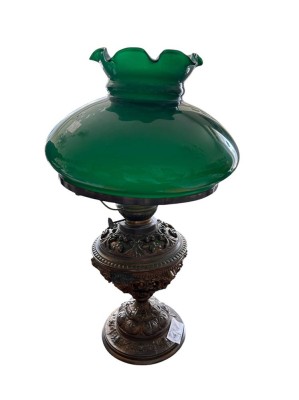 Auktion 361<br>Tisch Petroleumlampe mit grünen Schirm, [1]