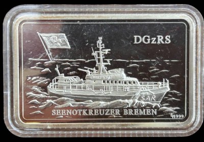 Auktion 361<br>Unze Silberbarren -999- Bremen und Seenotkreuzer Bremen [1]