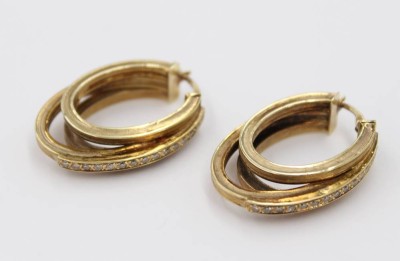 Auktion 361<br>Paar 585er GG Ohrhänger mit Brillantbesatz, 6,8gr., L-3,4cm [1]