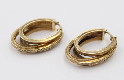 Auktion 361<br>Paar 585er GG Ohrhänger mit Brillantbesatz, 6,8gr., L-3,4cm [1]