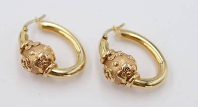 Auktion 361<br>Paar Ohrhänger, 14 ct GG, Italy, ca. 4,4gr., L-ca. 3cm [1]