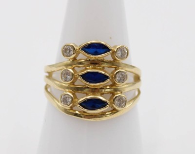 Auktion 361<br>585er GG-Ring mit Diamanten und Saphiren, 3,7gr., RG 59 [1]
