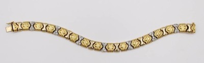 Auktion 361<br>750er GG Armband, besetzt mit klaren Steinen (Saphire?), 27gr., ca. L-20cm [1]