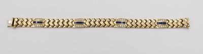 Auktion 361<br>585er GG Armband, Altinbas, blaue Saphire und klare Steine, 21,5gr., L-20cm [1]