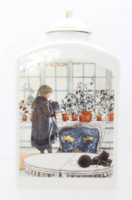 Auktion 361<br>Jubiläums-Teedose, Bing  & Gröndahl, Carl Larsson, 125 Jahre, ca. H-19cm [1]
