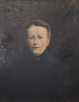 Auktion 361<br>J. Luerssen, Damenportrait, Ritterhude 1922, Öl/Leinwand, ungerahmt, leicht restau. bedürftig, 74 x 60cm [1]