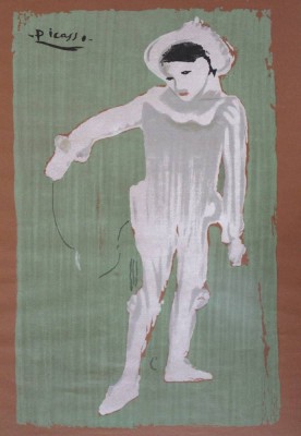 Auktion 361<br>Pablo Picasso (1881-1973), nach. ''Paul en Pierrot'', Serigraphie auf braunem, genarbtem Papier, gerahmt/Glas, RG 65,5 x 46cm [1]