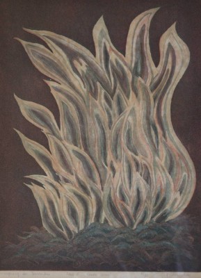 Auktion 361<br>Friederike MICHELSEN (1923-2016), Bruder Feuer, Farbradierung, Nr. 1/20, Blatt 5, ger./Glas, RG 69,5 x 57cm [1]
