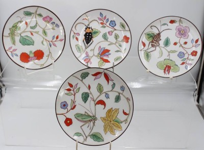 Auktion 361<br>4x Teller mit Blumen und Insekten, Bareuther, 50/60er Jahre, D-19,8cm [1]