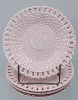 Auktion 361<br>4x  kl. Teller, Durchbruchrand, rosa Glasur, Wächtersbach, D-14,5cm [1]