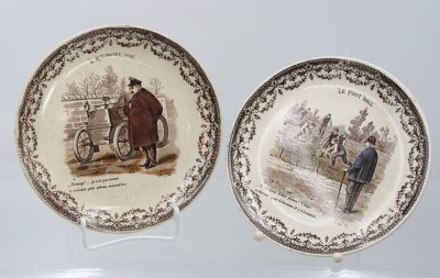 Auktion 361<br>2x Bildteller, Saargemünd, älter, ca. D-19,8cm [1]