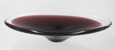 Auktion 361<br>ovale Schale, lila/klar, wohl Murano, H-5cm B-25cm T-16cm [1]