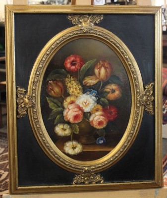 Auktion 361<br>schöngerahmtes Blumenstilleben, unsigniert, 20. Jhd., gerahmt, RG 60 x 50cm [1]