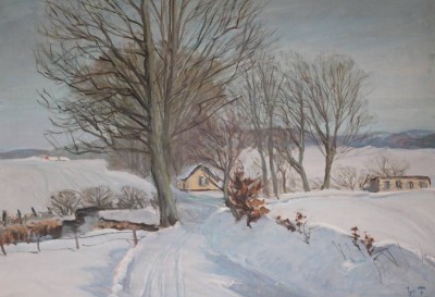 Auktion 361<br>Monogrammist, Winterlandschaf, Öl/Leinwand, gerahmt, RG 82 x 113cm, Sperrgut [1]