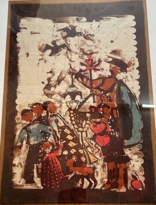 Auktion 361<br>anonymes Gemälde auf Stoff,   61x42  cm [1]