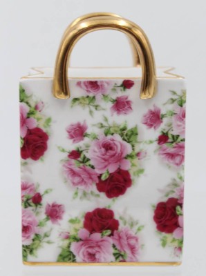 Auktion 361<br>kl. Tüten-Tasche mit Rosendekor 