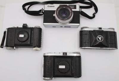 Auktion 361<br>4x div. alte Fotoaparate,  Cononet 28, Vito, Balda Rigona und Beltica, Funktionen nicht geprüft [1]