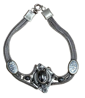 Auktion 361<br>Silber-Armband-900- mit schwarzen Stein, L-19 cm, 10 gr [1]