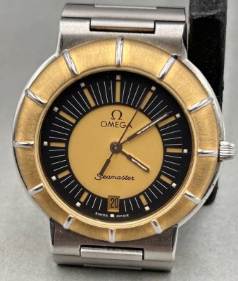 Auktion 361<br>Vintage Omega Dynamic 1430 Herren-Armbanduhr, Seamaster, Quartzwerk läuft, orig. Stahlband, guter Zustand, D-ca. 3,5 cm [1]