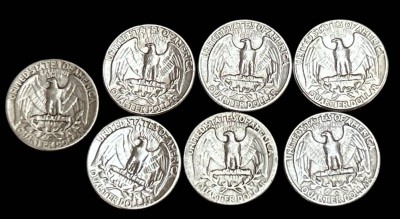 Auktion 361<br>7x Quarter Dollar, USA, 1943, 1956, 1957, 1961,1962, 2x 1964, 43,3  gr [1]