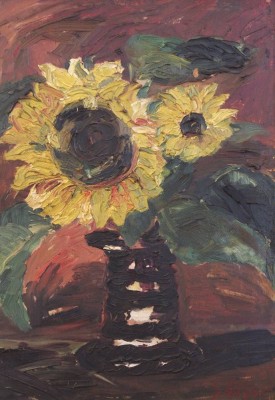Auktion 361<br>Sophie BÖTJER-MALLET (1887-1966) , Sonnenblumen in Vase, Öl//Hartfaser, gerahmt, RG 65,5 x 53,5cm [1]