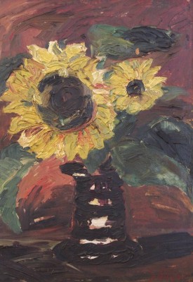 Auktion 361<br>Sophie BÖTJER-MALLET (1887-1966) , Sonnenblumen in Vase, Öl//Hartfaser, gerahmt, RG 65,5 x 53,5cm [1]