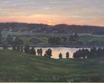 Auktion 361<br>wohl Olaf Larsson 1982, Sonnenaufgang, Öl/Leinwand, gerahmt, RG 52 x 62cm [1]