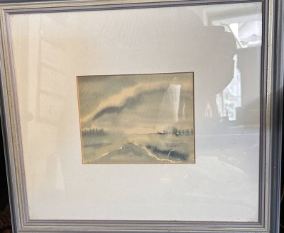 Auktion 361<br>anonyme weite Landschaft, Aquarell, ger/Glas, RG 41x45 cm [1]