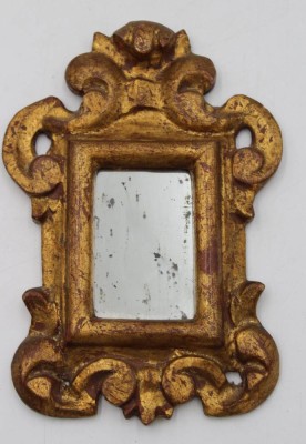 Auktion 361<br>kl. Wandspiegel in Goldrahmen, Glas Blind, ca. 19 x 13cm [1]