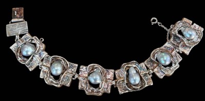 Auktion 361<br>massives Silber-Armband-835- mit Süsswasserperlen, L-19 cm, 65,4 gramm!!, Sicherheitskette, [1]