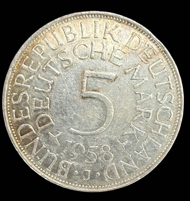 Auktion 361<br>5 DM Kursmünze, 1958 J, selten, da kleine Auflage (60.000 Ex) [1]
