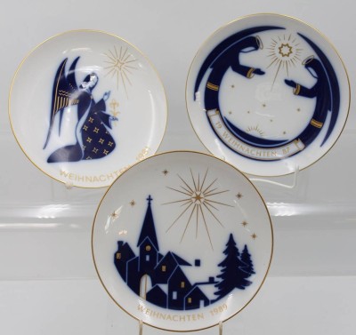 Auktion 361<br>3x Weihnachtsteller, KPM Berlin, 1987, 1981 u.1989, je D-19,5cm [1]