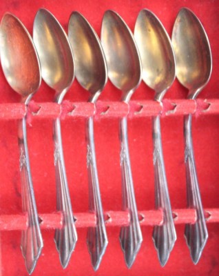 Auktion 361<br>6x Mokkalöffel, WMF Fächermuster, älter, ca. L-10,5cm [1]