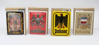 Auktion 361<br>4x Neuauflagen alter Emailleschilder, schwere Ausführung, je in orig. Karton, ca. 14 x 10cm [1]