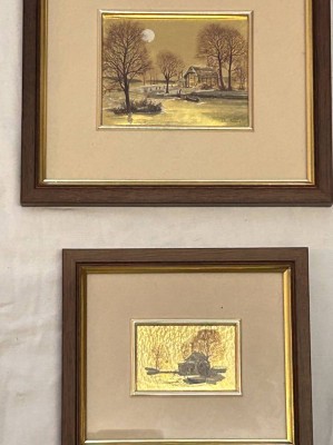 Auktion 361<br>Dibo Fantana, kleine Landschaftsbilder, ger/Glas, RG  ca. 12+15  und 17x18 cm [1]