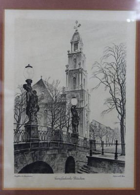 Auktion 361<br>Grafik, Garnisonskirche Potsdam, ger./Glas, RG 42 x 35cm [1]