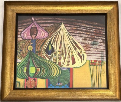 Auktion 361<br>Hundertwasser Grafik, ger/Glas, RG 29x34 cm [1]