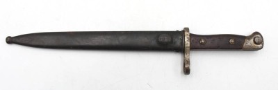 Auktion 361<br>Bajonett in Scheide, div. Nummern, Altersspuren, ca. L-39cm [1]